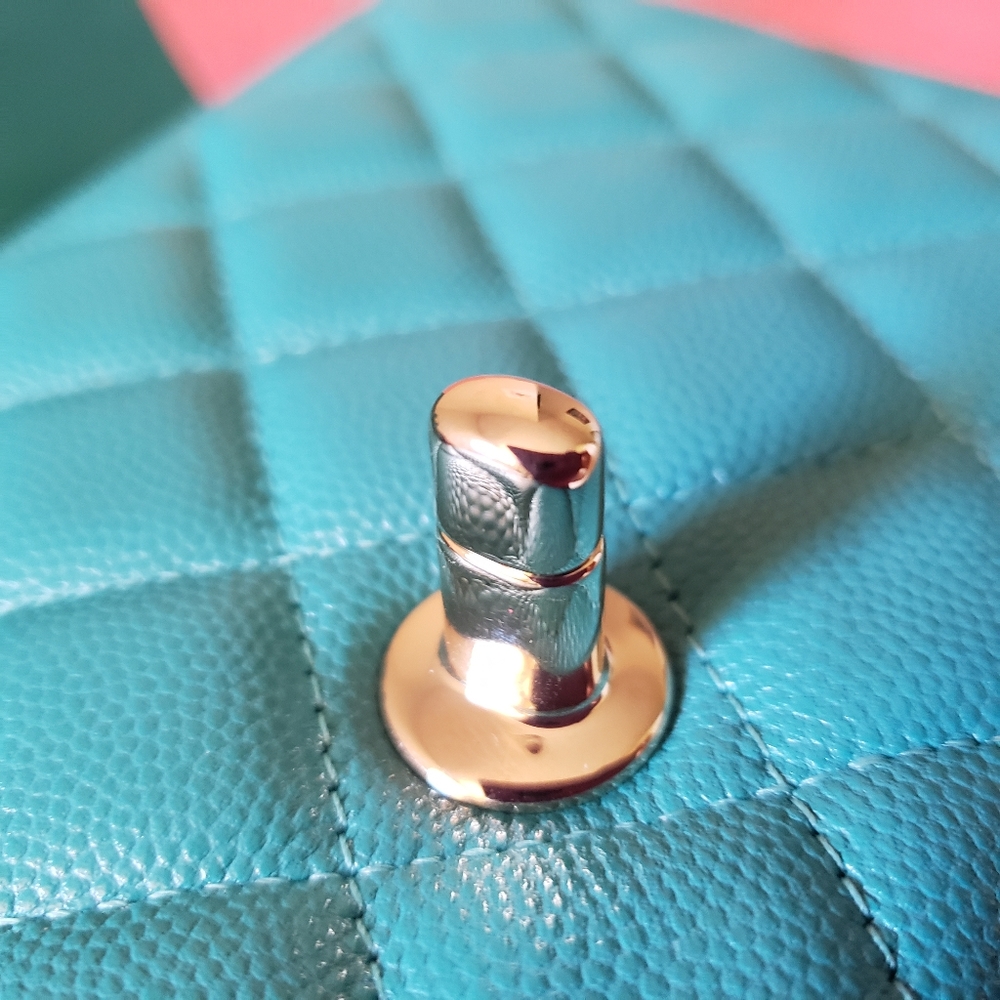 Chanel classic mini turquoise caviar gold hardware bag - Picture 6 of 13
